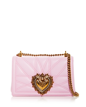 Dolce & Gabbana Embellished Quilted Leather Shoulder Bag In Candy Pink
