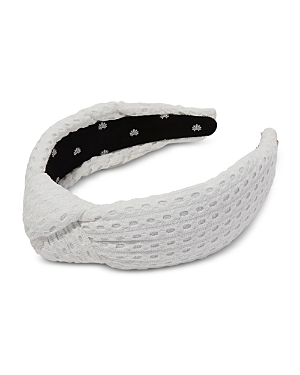 Shop Lele Sadoughi Eyelet Knotted Headband In White