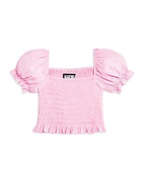 Katiejnyc Girls' Marlee Smocked Floral Puff Sleeve Top - Big Kid In Pink