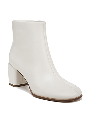 Vince Maggie Leather Zip Ankle Booties In Milk