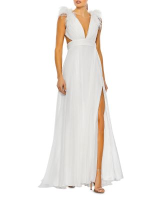 Feather Cut Out Long Dress