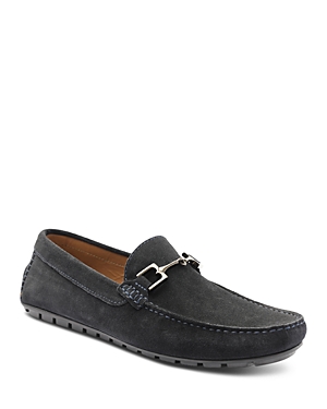 Bruno Magli Men's Xander Horse-bit Strap Leather Drivers In Navy Suede