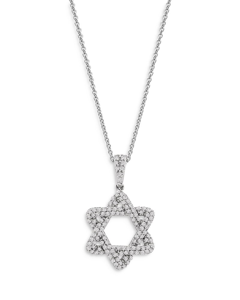 Bloomingdale's Diamond Star Of David Pendant Necklace In 14k White Gold, 0.33 Ct. T. W. - Exclusive In White