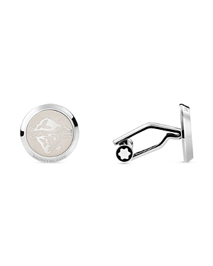 Shop Montblanc 1858 Ice Sea Ocean Cufflinks In Steel