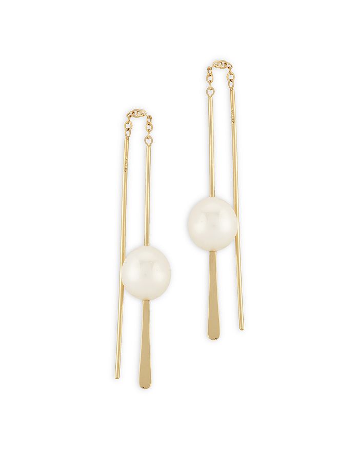 Bloomingdale's - Cultured Freshwater Pearl Threader Earrings in 14K Yellow Gold - 100% Exclusive