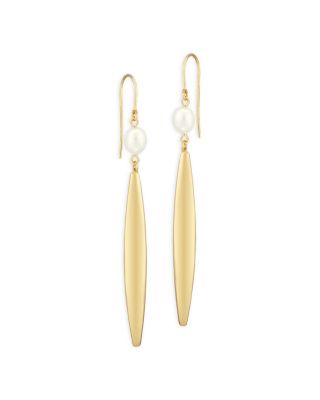 Bloomingdale's Fine Collection - Cultured Freshwater Pearl Flat Oval Drop Earrings in 14K Yellow Gold - Exclusive