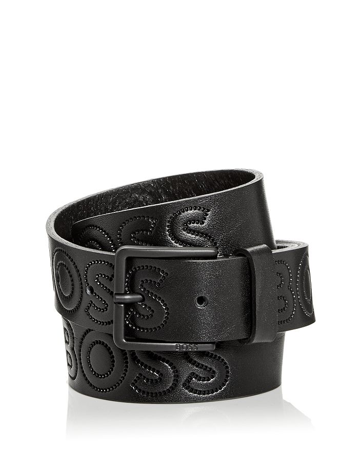 BOSS - Italian-leather belt with logo-embossed keeper