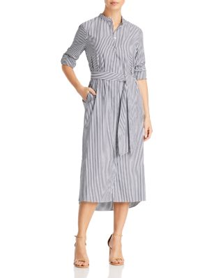 Hugo Boss Striped Midi Shirt Dress In Open Bu ModeSens