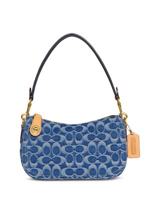 COACH Washed Denim Signature Swinger Shoulder Bag | Bloomingdale's