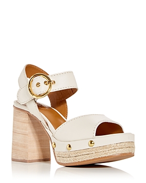 See By Chloé See By Chloe Women's Viviane Studded Espadrille High Heel Platform Sandals In Natural