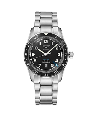 Shop Longines Spirit Zulu Time Gmt Chronometer Watch, 42mm In Black/silver