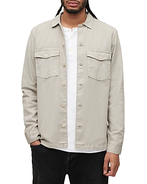 Allsaints Spotter Cotton Camp Shirt In Oat Taupe
