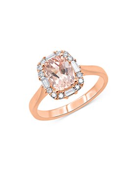 Bloomingdale's - Morganite & Diamond Halo Ring in 14K Rose Gold - 100% Exclusive