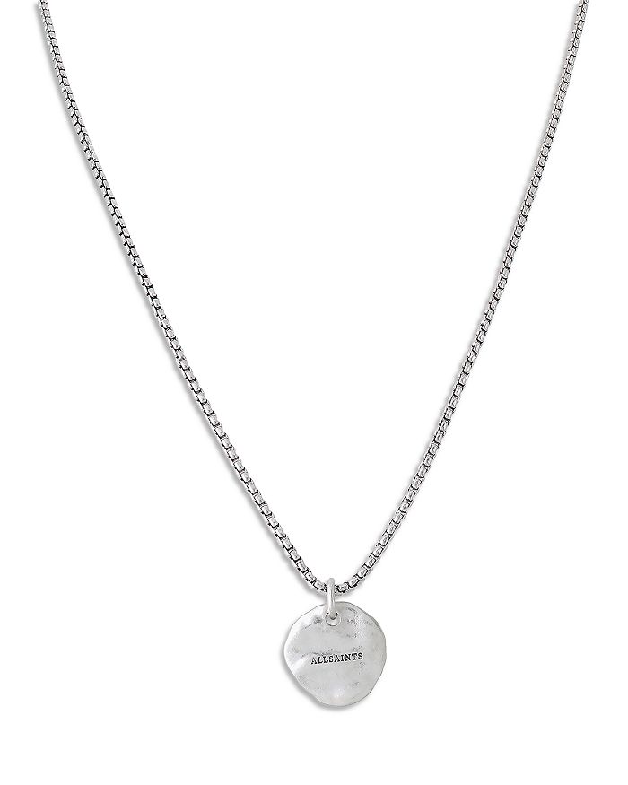 ALLSAINTS Men s Hammered Logo Disc Pendant Necklace in Sterling