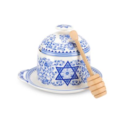 Spode - Judaica Honey Pot with Drizzler