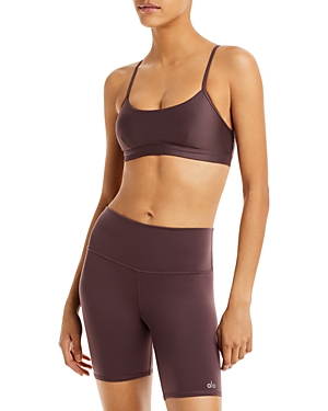 Alo Yoga Airlift Intrigue Cutout Stretch Sports Bra In Raisin