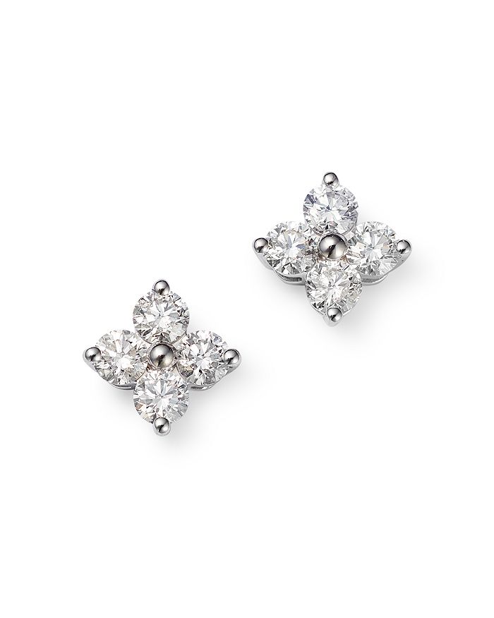 Bloomingdale's Diamond Clover Stud Earrings in 14K White Gold, 1.0 ct ...