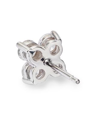 Diamond Clover Stud Earrings in 14K White Gold, 1.50 tcw 