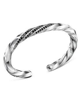 David Yurman - Men's Cable Edge Cuff with Pavé Black Diamonds in Recycled Sterling Silver