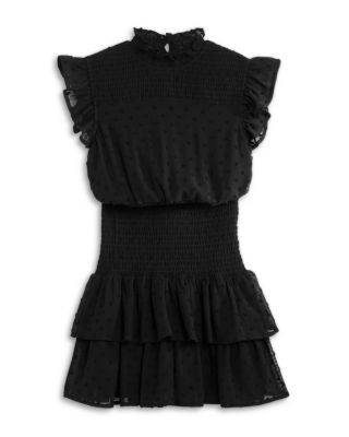 Aqua Girls' Swiss Dot Smocked Dress, Big Kid - 100% Exclusive In Black