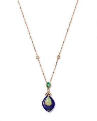 Bloomingdale's Fine Collection - Opal, Emerald, Lapis & Diamond Pendant Necklace in 14K Yellow Gold, 18" - Exclusive