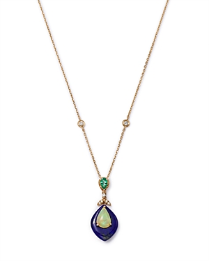 Bloomingdale's Opal, Emerald, Lapis & Diamond Pendant Necklace in 14K Yellow Gold, 18 - 100% Exclusi