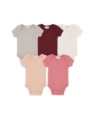 Girls' Solid Cotton Bodysuit, 5 Pack - Baby