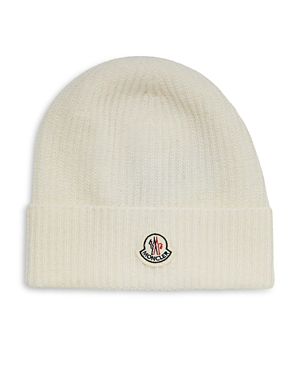 Moncler Logo Patch Beanie In White