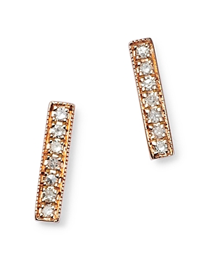 Moon & Meadow 14k Rose Gold Diamond Bar Stud Earrings