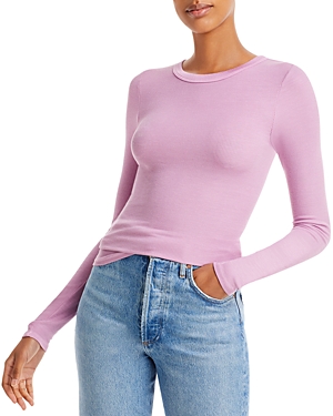 Enza Costa Silk Ribbed Long Sleeve Top In Orchid