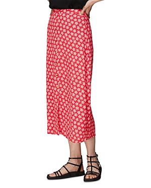 Whistles Red Daisy Button Front Skirt In Red/multi