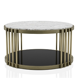 Furniture Of America Athens Black And Glossy White Coffee Table In Brass
