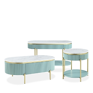 Furniture Of America Campbell 3 Piece Coffee Table Set In Teal