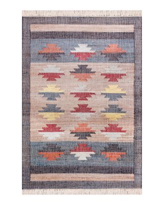 LR Home Nero Grounding Geometric Handwoven Dhurrie Area Rug, 93