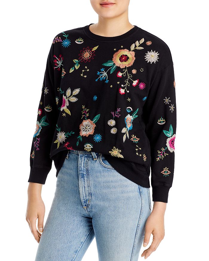 Johnny Was Martine Embroidered Cotton Sweatshirt | Bloomingdale's