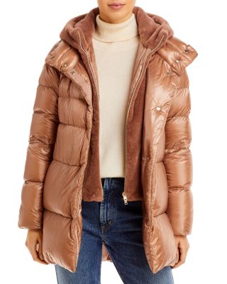 Herno Nylon Ultralight Short Jacket with Faux Fur Windguard ...