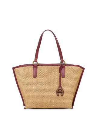 Etienne Aigner Maya Bite Size Straw Tote In Natural cordovan