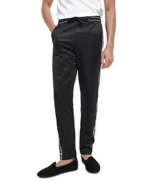 The Kooples Two-tone Straight Fit Jogger Pants In Black