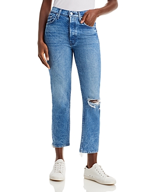 Mother The Tomcat High Rise Cropped Straight Jeans in Completely Over