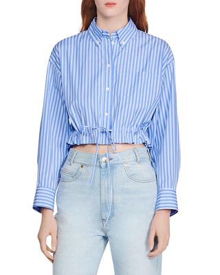 Sandro - Tamara Striped Cropped Shirt