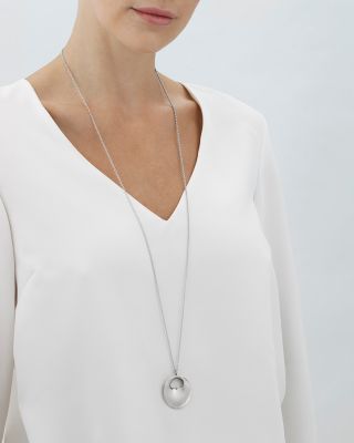 Sterling Silver Hidden Heart Long Pendant Necklace, 35.43"