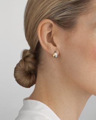 18K Yellow Gold & Sterling Silver Curve Huggie Hoop Earrings