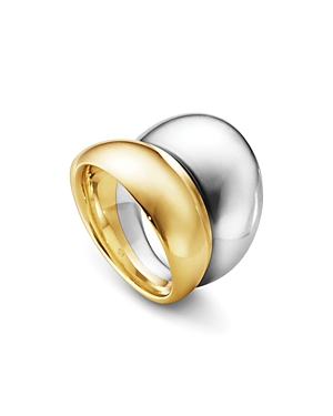 Shop Georg Jensen 18k Gold & Sterling Silver Curve Sculptural Ring In Gold/silver