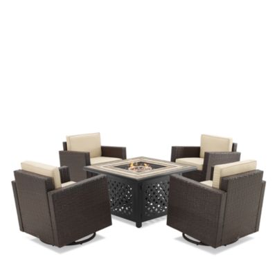 Sparrow & Wren Palm Harbor 5 Piece Outdoor Wicker Conversation Set with Fire Table