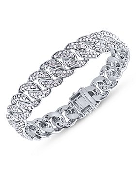 Bloomingdale's - Men's Diamond Cuban Link Bracelet in 14K White Gold, 10.0 ct. t.w. - 100% Exclusive