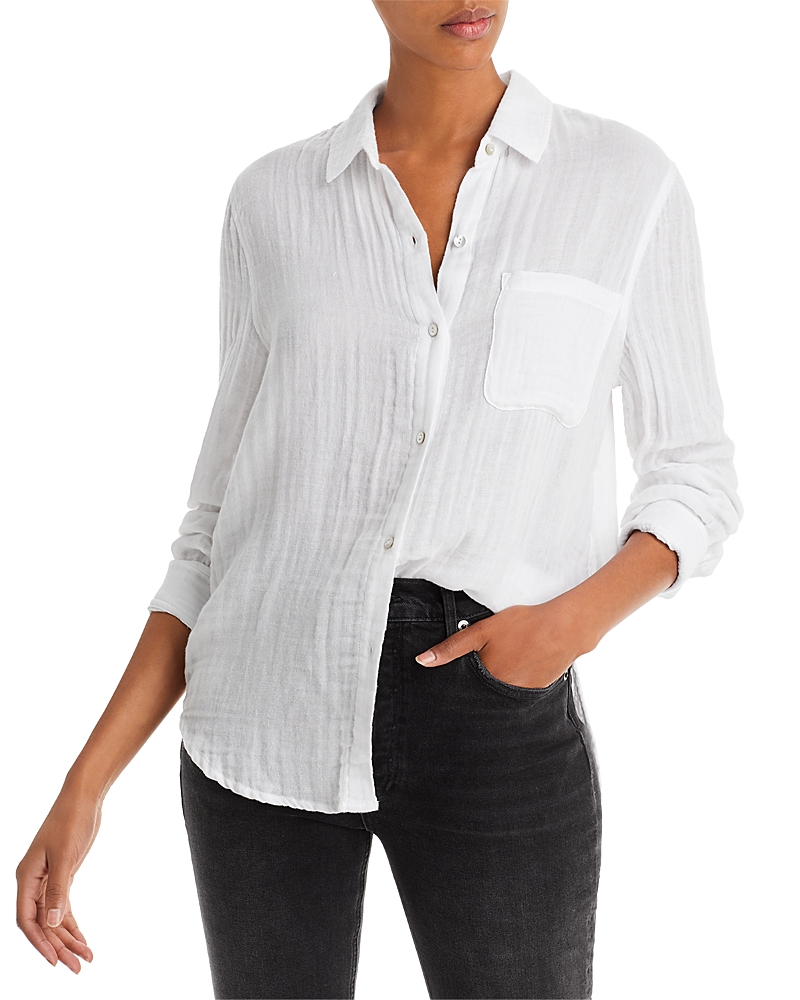 Rails Ellis Button-down Long-sleeve Solid Shirt In White
