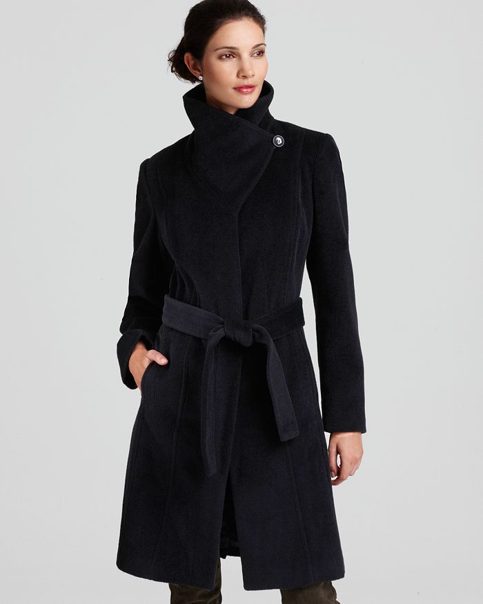 Calvin Klein Premium Funnel Neck Belted Coat | Bloomingdale's