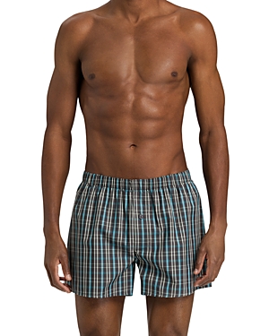 Hanro Fancy Woven Boxers In Arctic Plaid Check