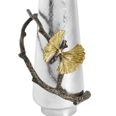 Butterfly Ginkgo Silver Candleholders, Set of 2