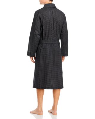 Cotton Check Shawl Collar Robe